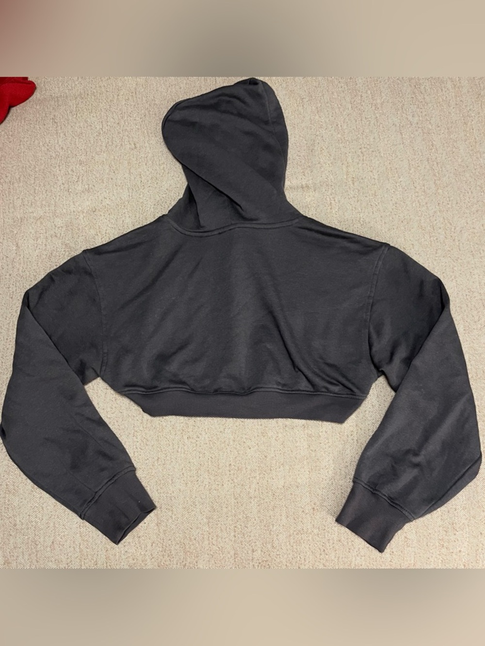 Divided by H&M Cropped Hoodie Shrug; Charcoal Gray/Black - Picture 2 of 4